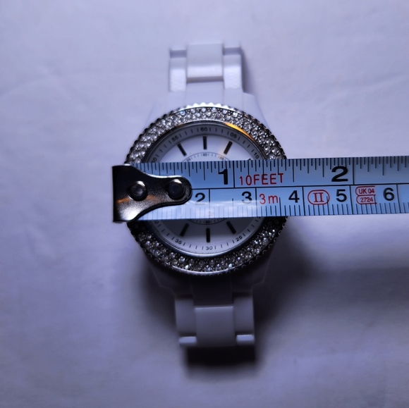 Fossil Stella ES-2444 Crystal Bezel White Ceramic Watch - Picture 7 of 8